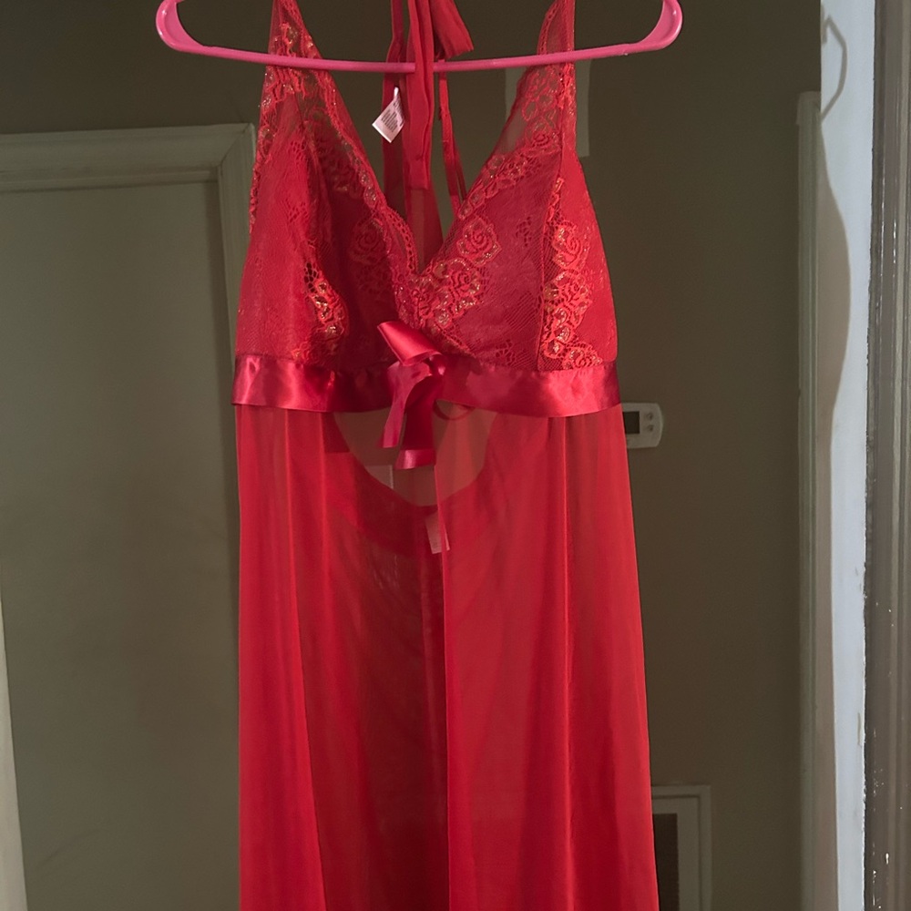 Red two piece lingerie
